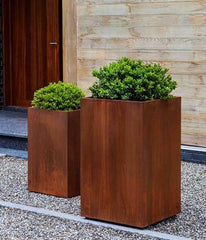 Photo of Campania Steel Tall Cube Planter - Steel - Set of 2 - Marquis Gardens