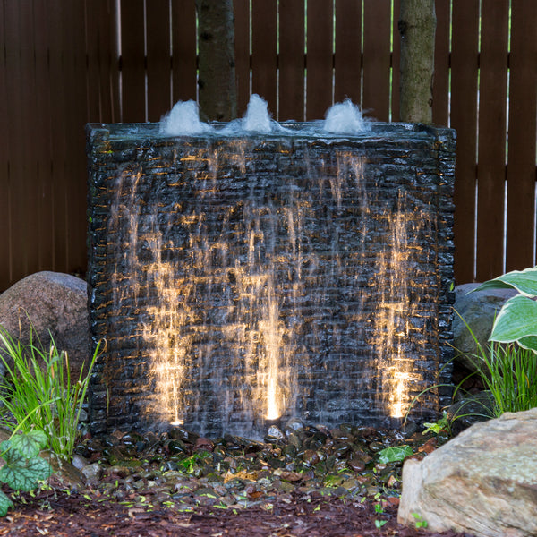 Photo of Aquascape Stacked Slate Spillway Wall Landscape Fountain Kit - 32-inch  - Marquis Gardens