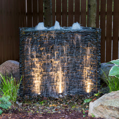 Photo of Aquascape Stacked Slate Spillway Wall Landscape Fountain Kit - 32-inch  - Marquis Gardens