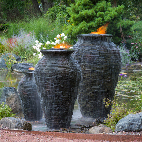 Photo of Aquascape Stacked Slate Urns  - Marquis Gardens