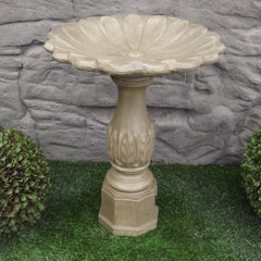 Photo of Birdbath - Leaf Base - Shallow Tulip Top - Marquis Gardens