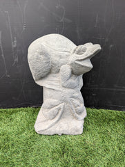 Dual Frog Natural Stone Statue