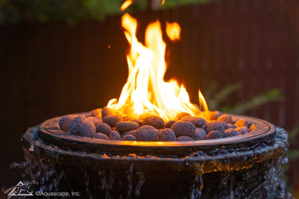 Photo of Aquascape Fire and Water Stacked Slate Urn Large  - Marquis Gardens